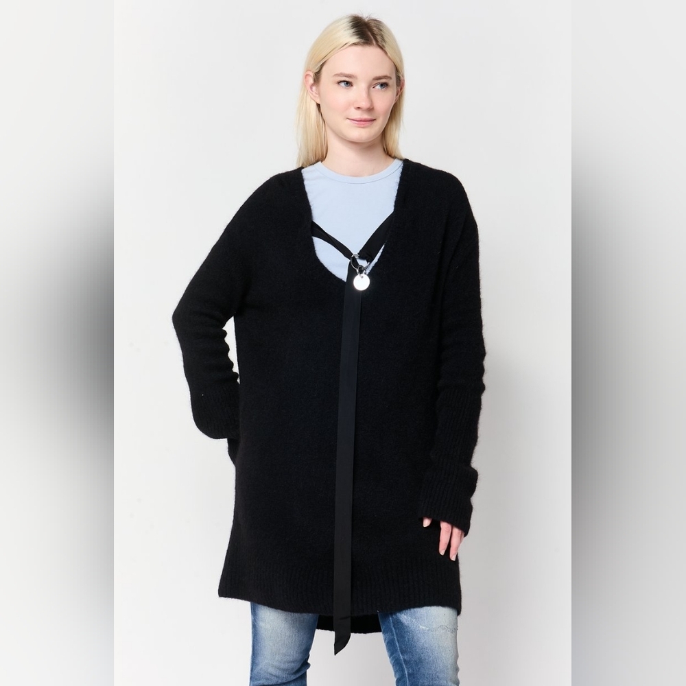 Diesel Black Knit Alpaca Wool Blend Oversize Minimalist Sweater Women Size Large